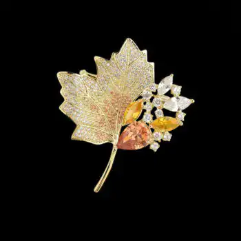 Maple Leaf crystal brooch