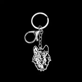 Stainless Steel Wolf Head Keychain