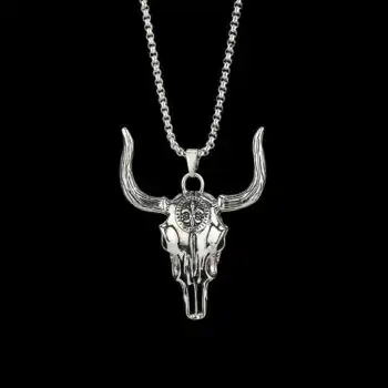 Steel Bull Skull Necklace